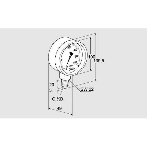 03200124 Honeywell Kromschroder Pressure Gauge 0-160 mbar