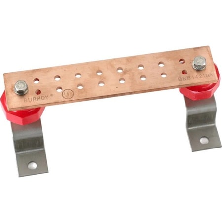 Hubbell Premise Wiring HBBB14210A Busbar, Copper, Grounding Bar L 10 in