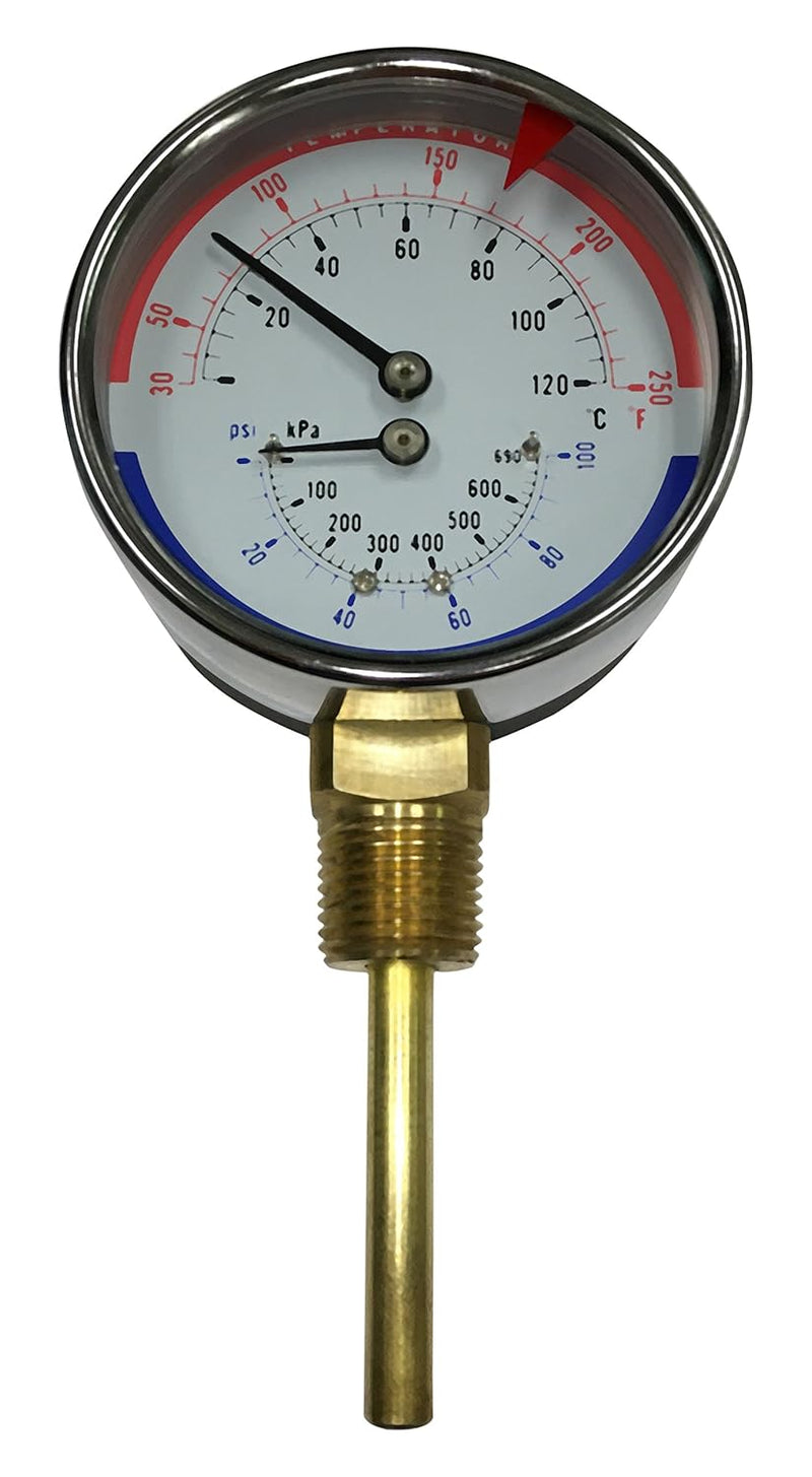 PTC14403 Trerice Tridicator 3 in Bottom Connection Pressure and Temperature Gauge