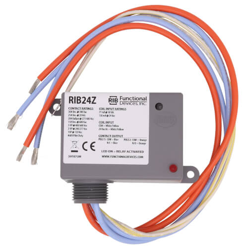RIB24Z Functional Devices Enclosed Relay SPST 30 Amp 24 Vac/ dc Coil