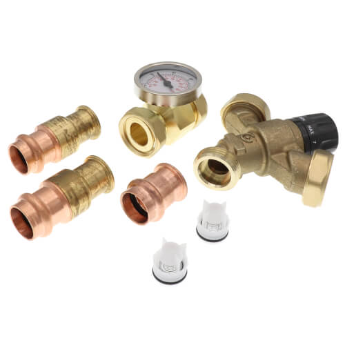 520516AC Caleffi Anglemix 3-Way Mixing Valve 3/4 Press with Check Gauge