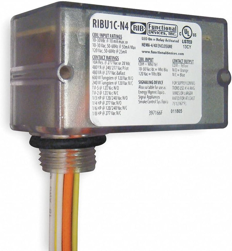 RIBU1C-N4 Functional Devices Enclosed pre-wired relay, SPDT