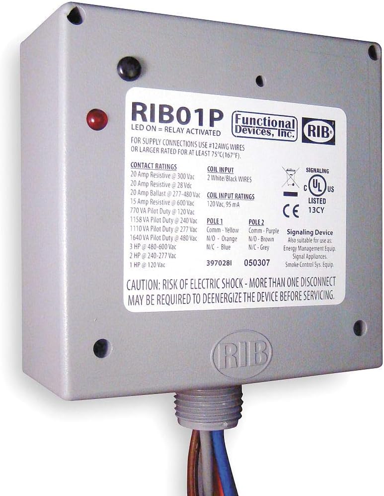 RIB01P Functional Devices DPDT power control relay rated 20A