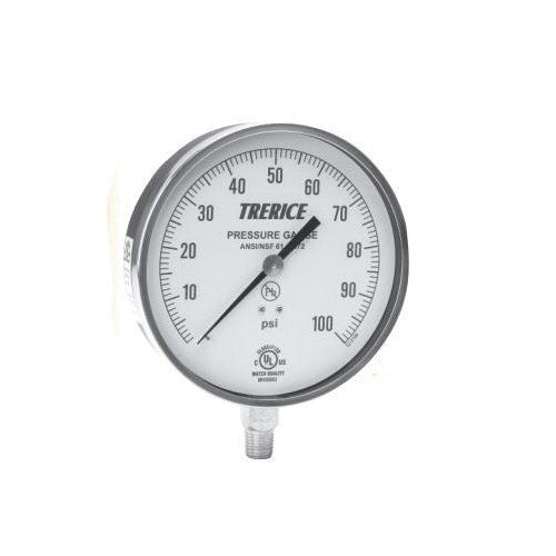 600CB4502LA100 Trerice Pressure Gauge, 0 to 100 psi