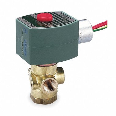 8320G194 Asco 3-Way Solenoid Valve, Normally Open, 1/4 in Pipe Size, 12V