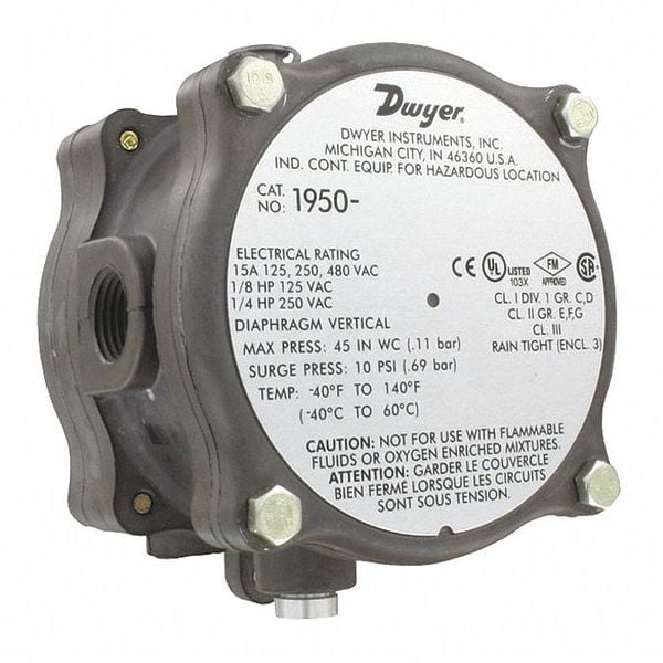 1950-00-2F Dwyer Instruments Pressure Switch, Standard, SPDT