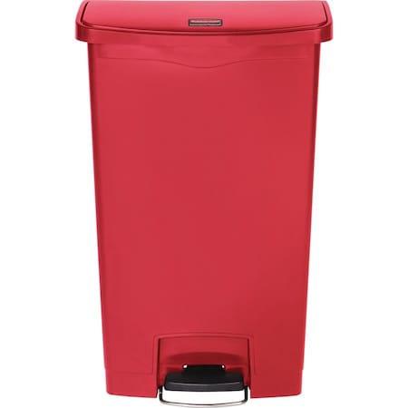 Rubbermaid Commercial 1883568 Slim Jim Step-On 18 gal Rectangular Slim-Profile Plastic Can, Red, Foot Pedal, Plastic, 13 in