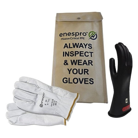 National Safety Apparel KITGC0B08 Electrical Glove Kit, Leather, Rubber, Black, 8