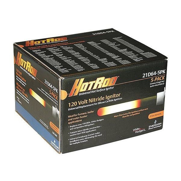 21D64-5PK White-Rodgers Hot Surface Igniter, LP/NG, 120V, Nitride, 5 pack