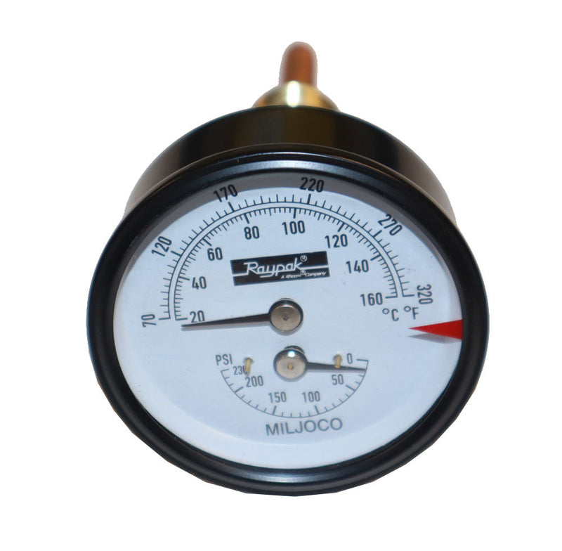 014221F Raypak T&P Gauge 0-230 PSI
