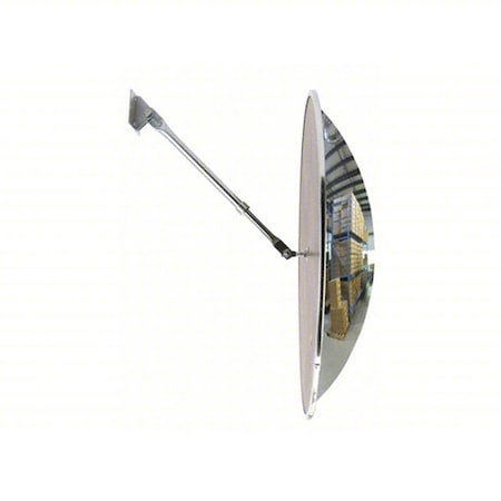 Fred Silver PC-30-T Convex Security Mirror, Indoor, Polycarbonate, 30 in, Hardboard, Round, 180 Degrees Viewing Angle