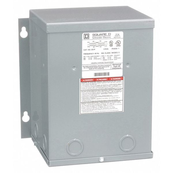 2S1F Square D General Purpose Transformer, 120/240V AC to 240/480V AC