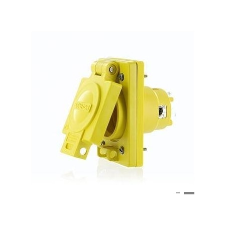 Leviton 68W81 Watertight Locking Inlet, 30 A, 120/208V AC, Three Phase, 4 Pole, Flush Mount, Screw Terminals