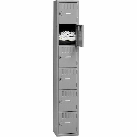 Tennsco BS6-121812-AMG Box Locker, 12 in W, 18 in D, 72 in H, (1) Wide, (6) Tier, Gray