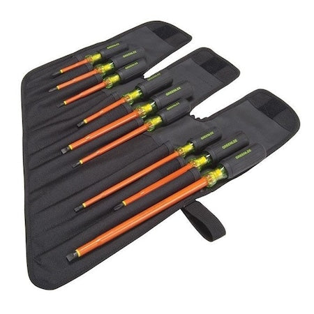 Greenlee 0153-01-INS Insulated Screwdriver Set, Slotted/Phillips, 9 pcs