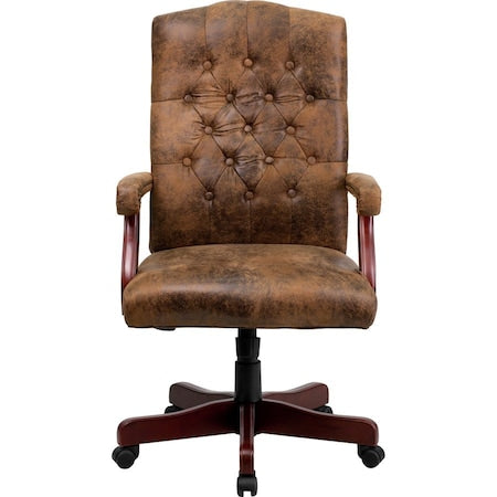 Flash Furniture 802-BRN-GG Executive Chair Brown High Back Exec Chair, Fixed Arms, 19-1/2