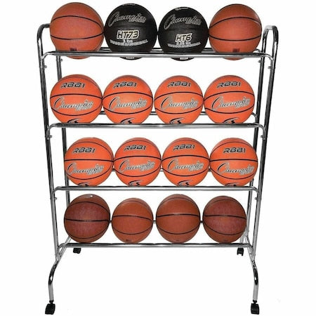 Champion Sports BRC4 Basketball Cart, 4 tier, 16 ball capacity