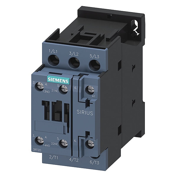 3RT2026-1AB00 Siemens IEC Magnetic Contactor, 3-Pole, 1NO/1NC, 24V AC Coil, Screw Terminals