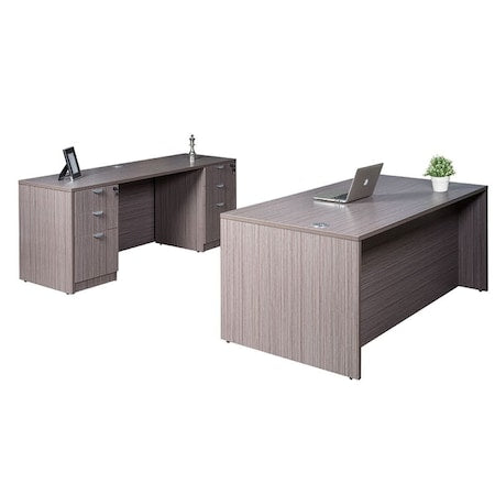 Boss Office Products GroupA12-DW Office Furniture Kit with Fixed-Height Desk, 30 in D X 29 1/2 in H, 71 in W X