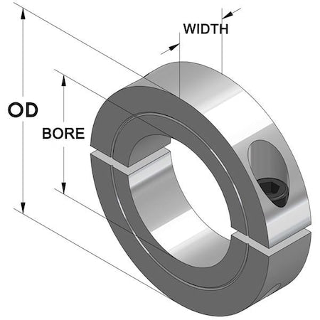 Climax Metal Products H2C-287-S Two-Piece Clamping Collar Recessed Screw