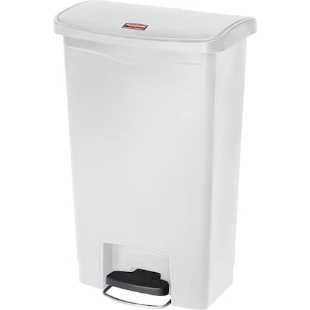 Rubbermaid Commercial 1883557 Slim Jim Step-On 13 gal Rectangular Slim-Profile Plastic Can, White, Foot Pedal, Plastic, 12 in