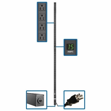 Tripp Lite PDUMV15-72 PDU, 15 ft Cord L, 72 1/2 in H, 12 A