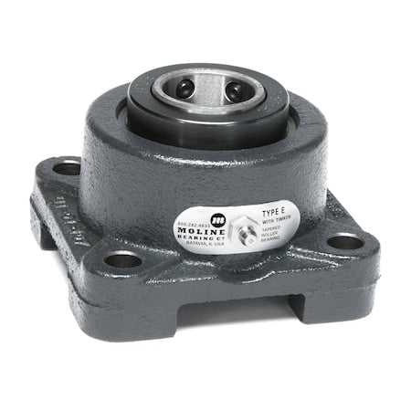 Moline Bearing 19311103 4 Holes, Square Housing, 4 Bolt Flange Bearing, Roller, 1-3/16 in Dia, Cast Iron, Set Screw