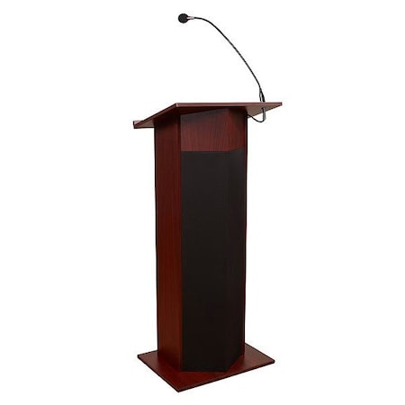Oklahoma Sound 111PLS-MY/LWM-6 Power Plus Lectern with Wireless Tie Clip Mic, Mahogany