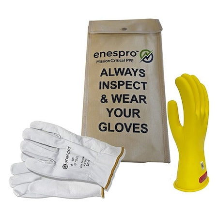 National Safety Apparel KITGC0Y10 Electrical Glove Kit, Leather, Rubber, Yellow, 10