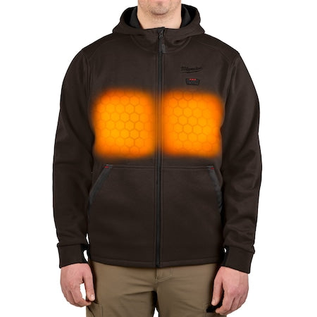 Milwaukee Tool M200N-203X Men's Heated Hoodie, Up to 8 hours Time, Zipper Closure, Brown, Size 3XL