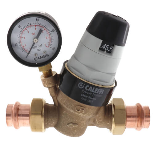 535651HA Caleffi 3/4 press pressure reducing valve with gauge (low lead, pre-adjustable)