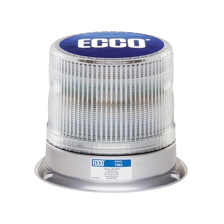 Ecco 7960CC Led Beacon, 12-24Vdc, 11 Patterns, Clear
