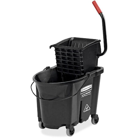 Rubbermaid Commercial 1863896 8 3/4 gal WaveBrake Side Press Mop Bucket and Wringer, Black, Polypropylene
