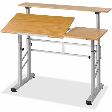 Safco 3965MO Rectangle Split Level Drafting Table, 47.25 W, 29.75 L, 37.25 H, Woodgrain Melamine Top, Medium Oak