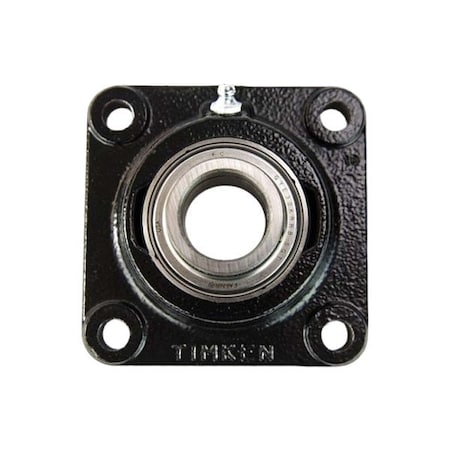Timken YCJM 1 7/16 4 Holes, Square Housing, Flange Mount Bearing, Radial Ball, 1-7/16 in Dia, Cast Iron, Set Screw