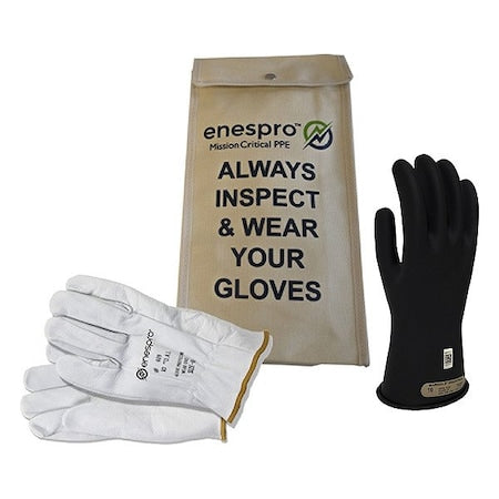 National Safety Apparel KITGC00B09 Electrical Glove Kit, Leather, Rubber, Black, 9