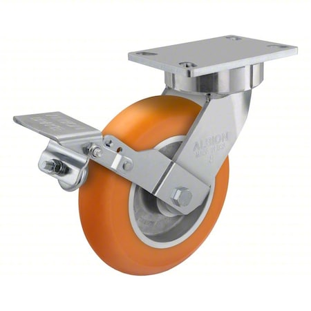 Albion 38AN08228S01FBK Plate Caster, Swivel, Polyurethane, 9 1/2