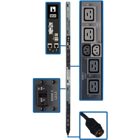 Tripp Lite PDU3EVNR6H50A PDU, 6 ft Cord L, 70 in H, 45 A