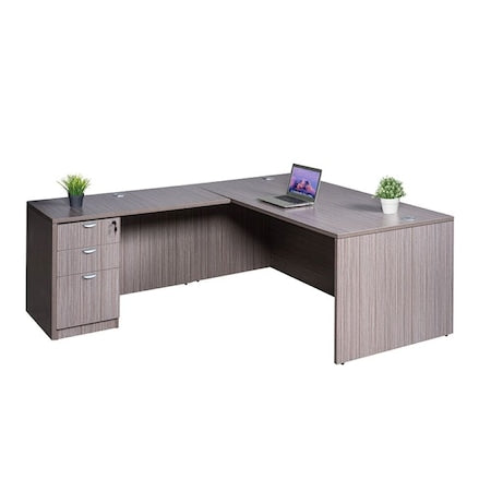 Boss Office Products GroupA10-DW L-Shaped Office Desk, 119 in D X 29 1/2 in H, 71 in W X