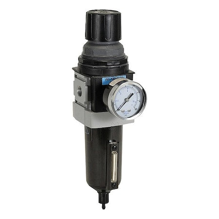 Wilkerson B28-04-FLG0B Filter/Regulator, Aluminum, Manual Drain