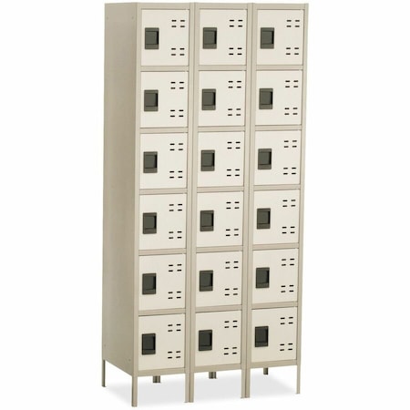 Safco 5527TN Box Locker, 36 in W, 18 in D, 78 in H, (3) Wide, (6) Tier, Tan
