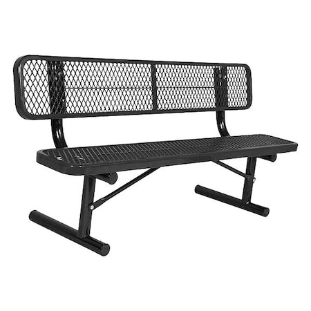 Ultrasite 940P-V6-BLACK Portable Commercial Park Bench W/Back, Black