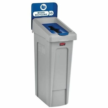 Rubbermaid Commercial 2185055 23 gal Rectangular Recycling Station, Flat with Top Opening, Blue, 1 Openings