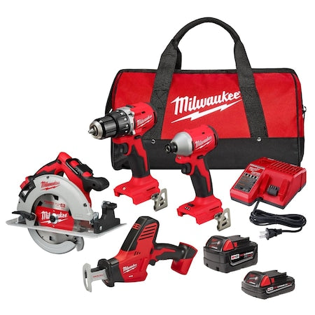 Milwaukee Tool 3693-24CX, 48-11-1850 M18 4-Tool Combo Kit + M18 5.0 Battery