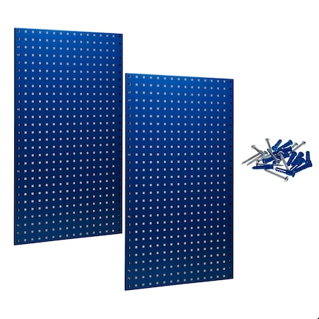 Triton Products LB2-B (2) Square Hole Pegboards W/ Mounting Hardware, Epoxy 18-Gauge Steel, Blue, 24