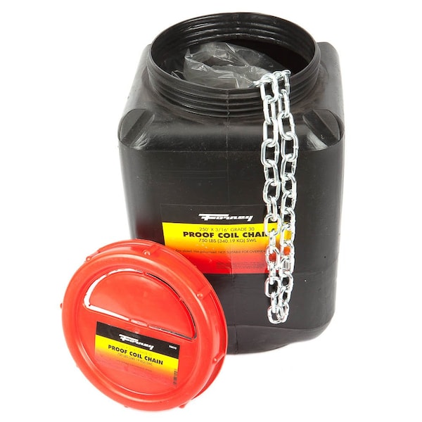 70410 Marvair Proof Coil Chain Coil, Zinc-Plated, 3/16 in x 250 ft
