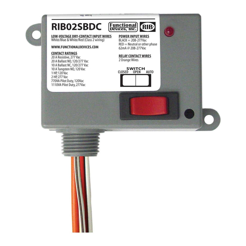 RIB02SBDC Functional Devices Relay 20 Amp SPST 208-277 Vac dry contact