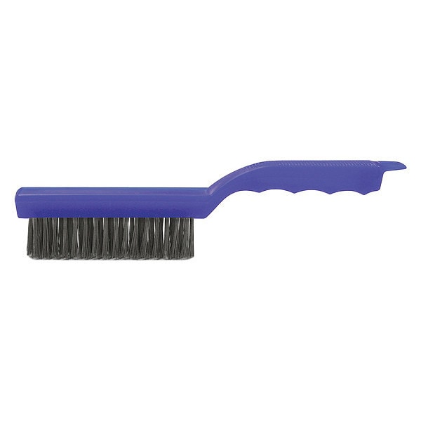 73217 Weiler Scratch Brush, Steel Wire Bristles, Curved Plastic Handle (11 in overall)