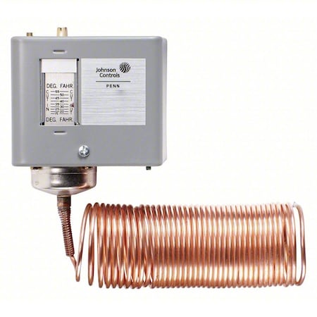 Johnson Controls A70KA-1C Line Voltage Mechanical Thermostat, Heat or Cool, 100 to 170F, Screwdriver, 120 to 600V AC, 1C, 1H