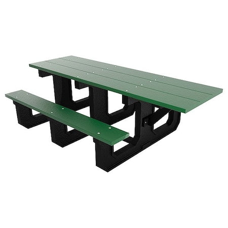 Ultrasite PB 6GREPARKPADA Rectangle Picnic Table, Green, Vandal Resistant Resinwood, 90 in L, 29-3/4 in H Overall Plank